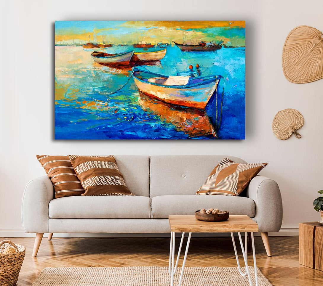 Picture of Sail Boats On The Sunset Waters Canvas Print Wall Art