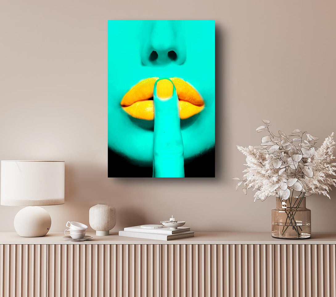 Picture of Sshhh Orange Lips Canvas Print Wall Art