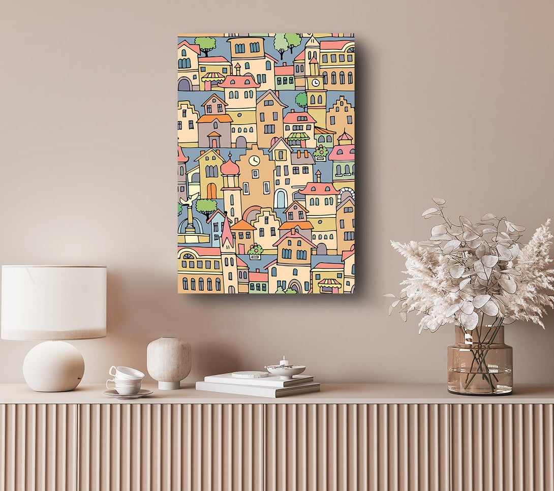 Picture of Town Houses Canvas Print Wall Art