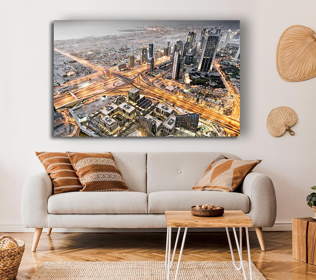 Picture of Golden City Roads Canvas Print Wall Art