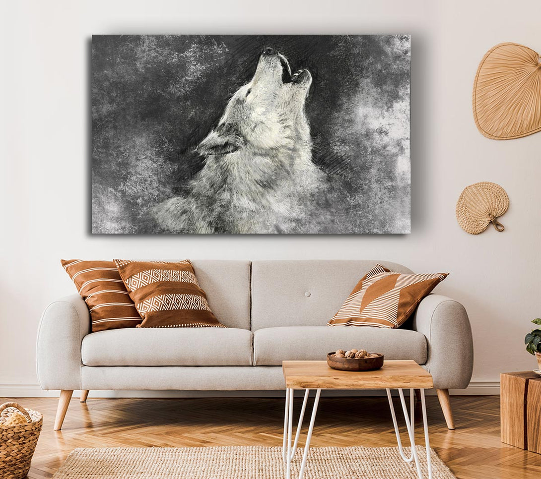 Picture of Howling Wolf Calling His Canvas Print Wall Art