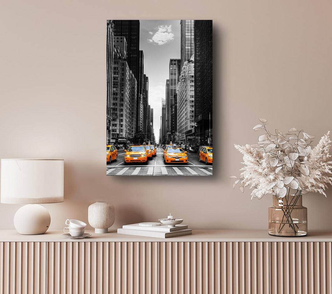 Picture of Yellow Cabs In New York 3 Canvas Print Wall Art