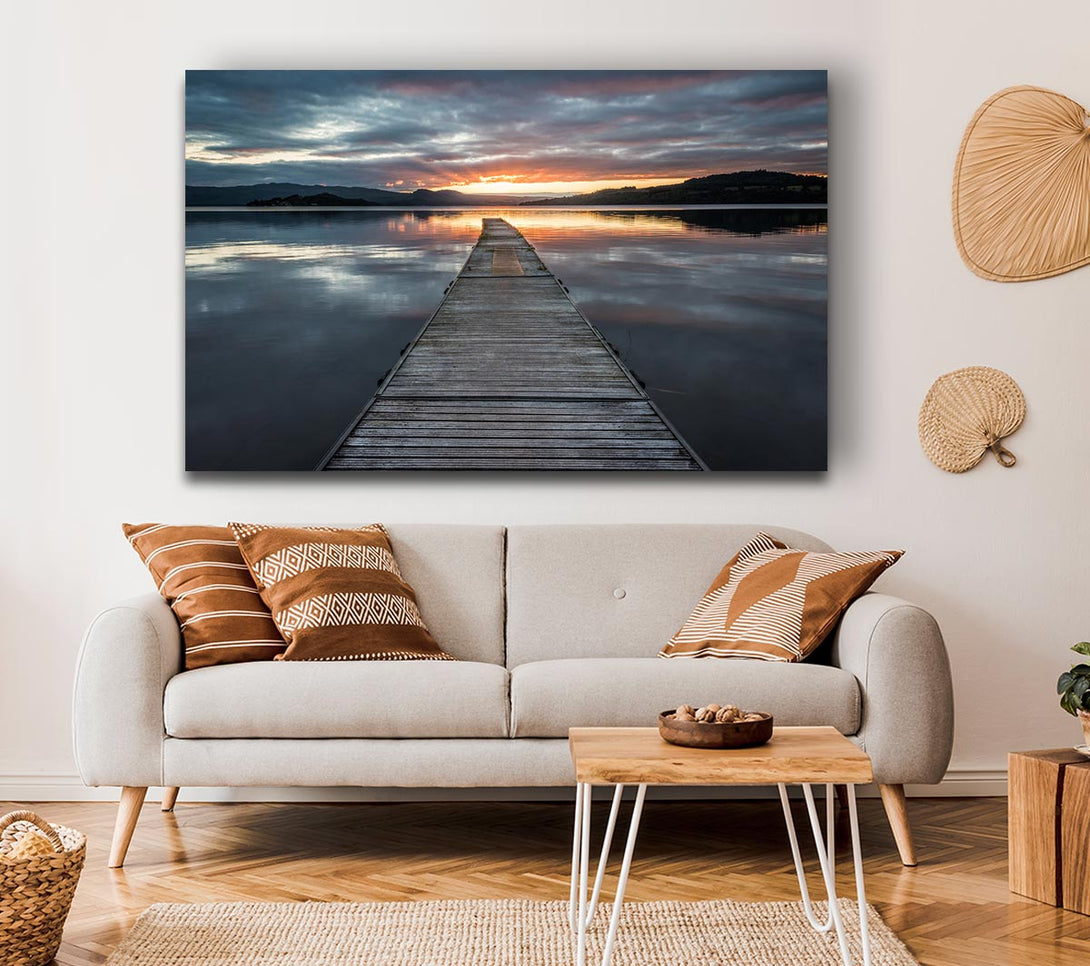 Picture of Bridge on the water sun Canvas Print Wall Art