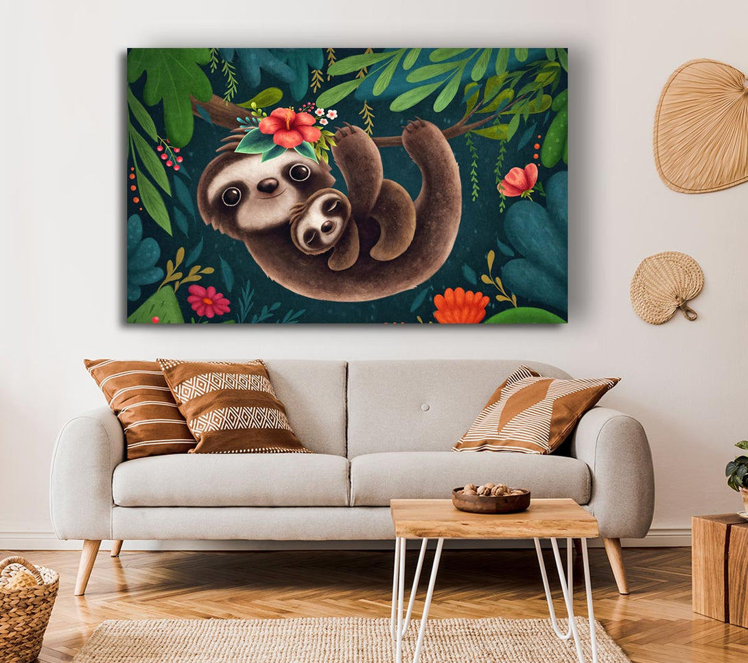 Picture of Sloth And Baby Canvas Print Wall Art