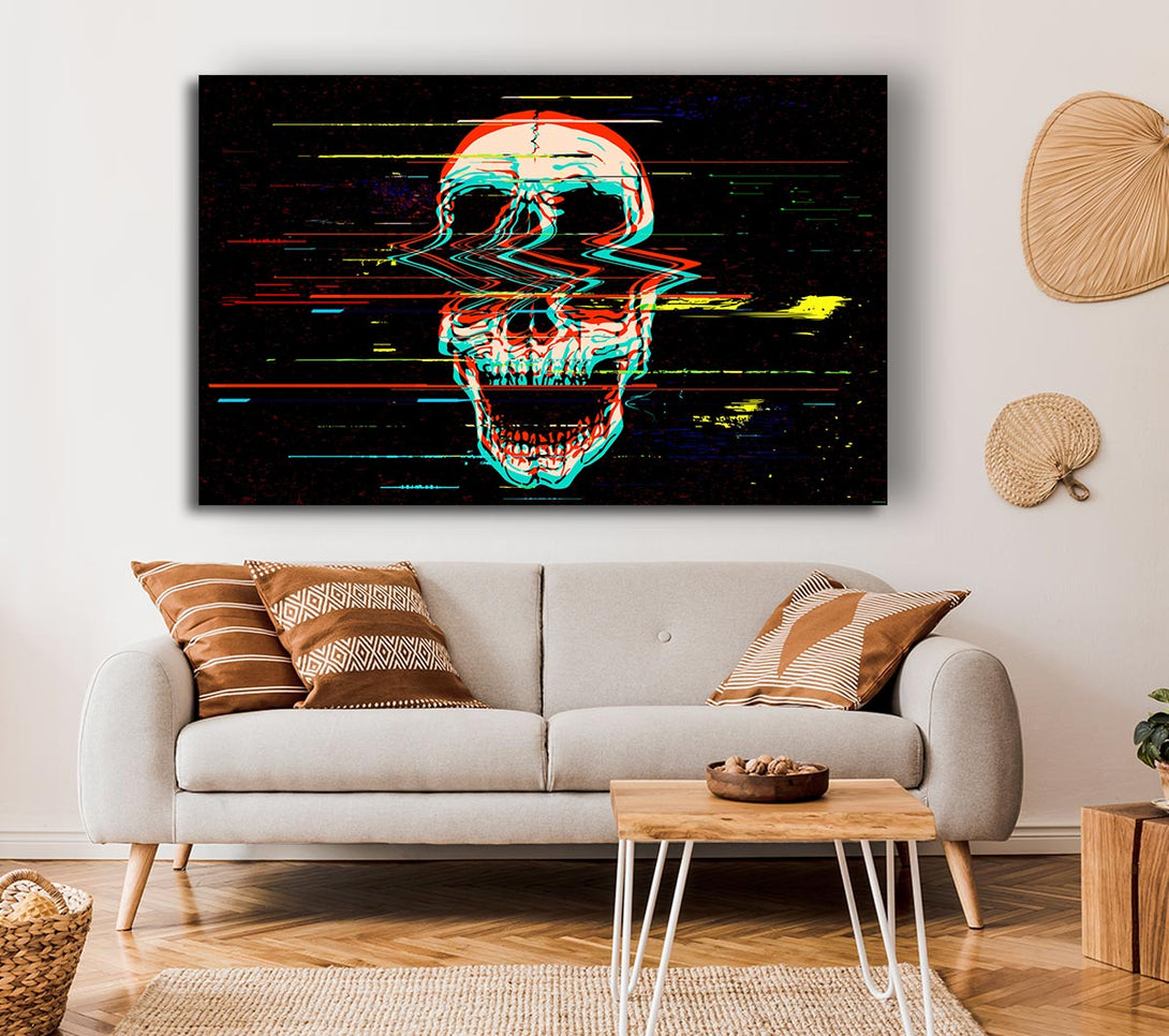 Picture of Waves Through A Skull Canvas Print Wall Art