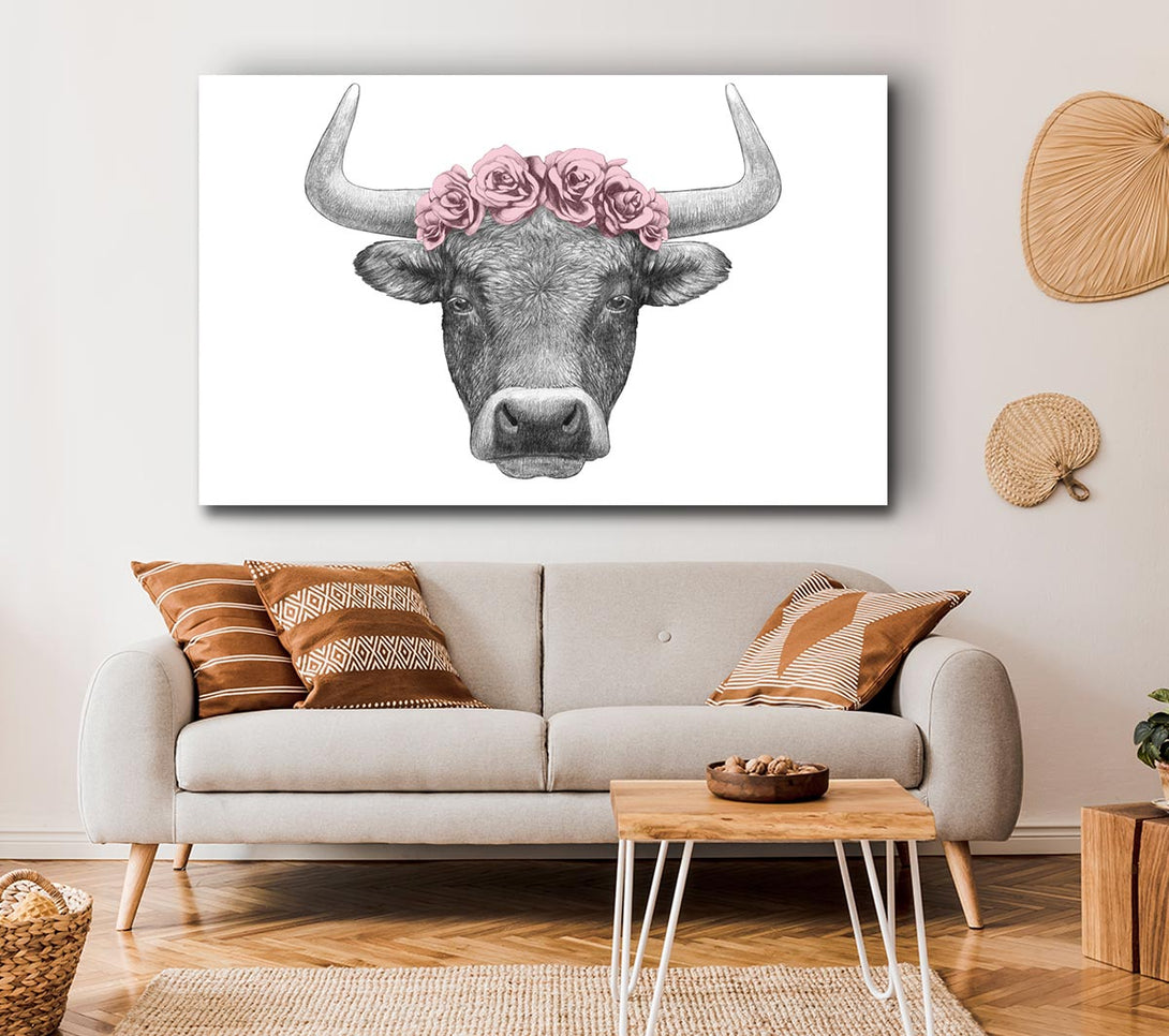 Picture of Rose Bull Head Canvas Print Wall Art