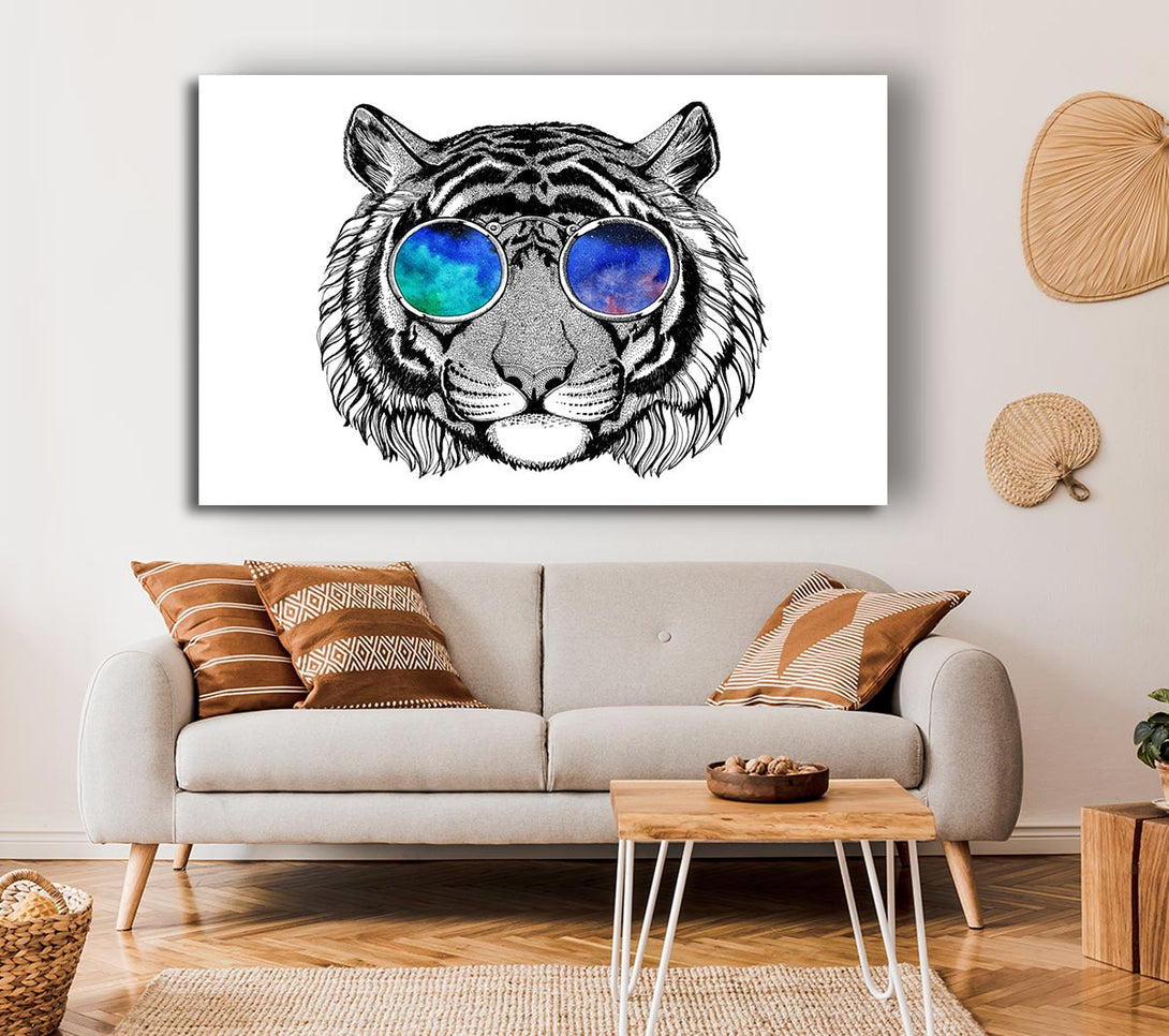 Picture of Glasses On A Tiger Hipster Canvas Print Wall Art