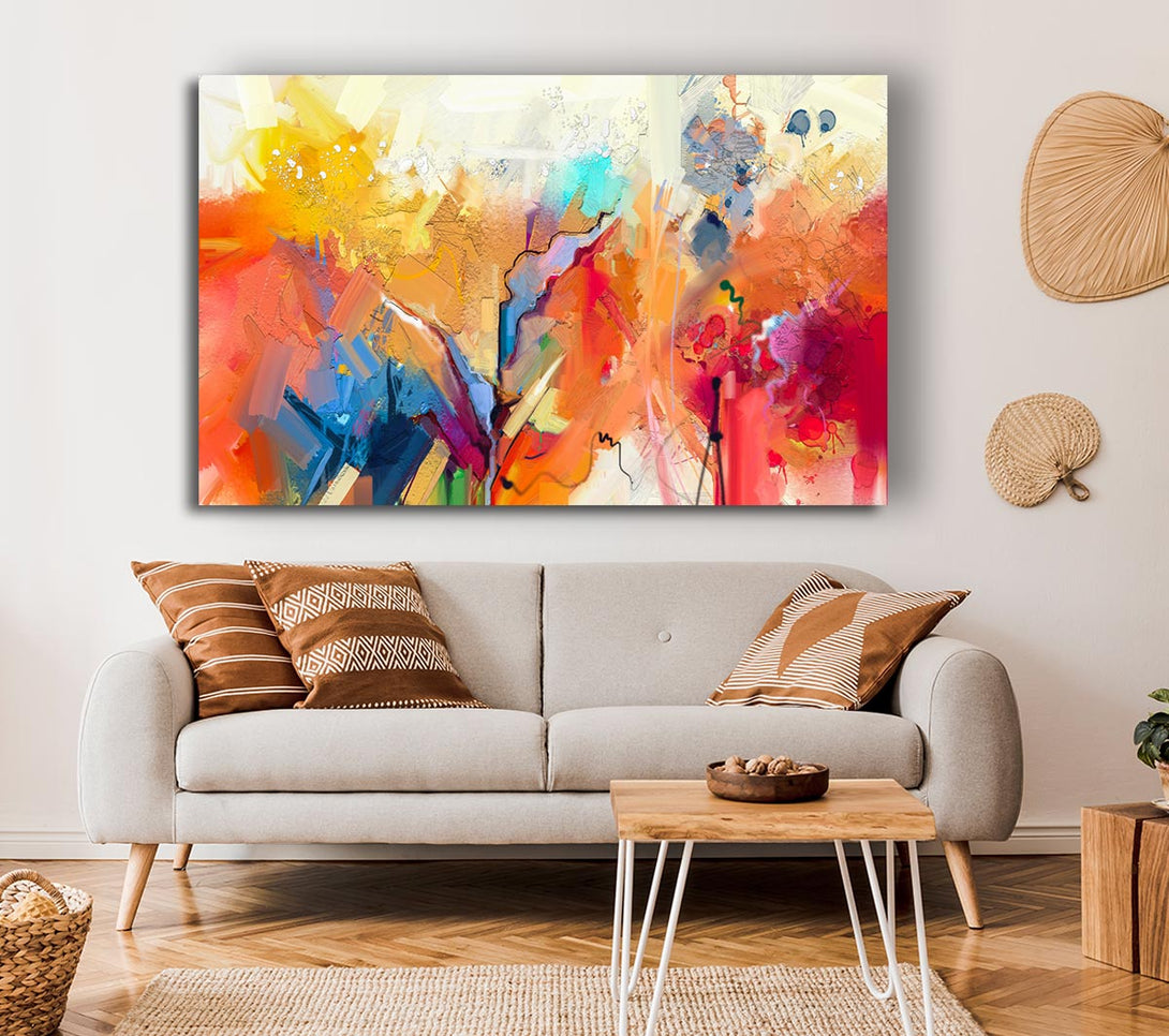 Picture of Colour Spill Flowers Canvas Print Wall Art