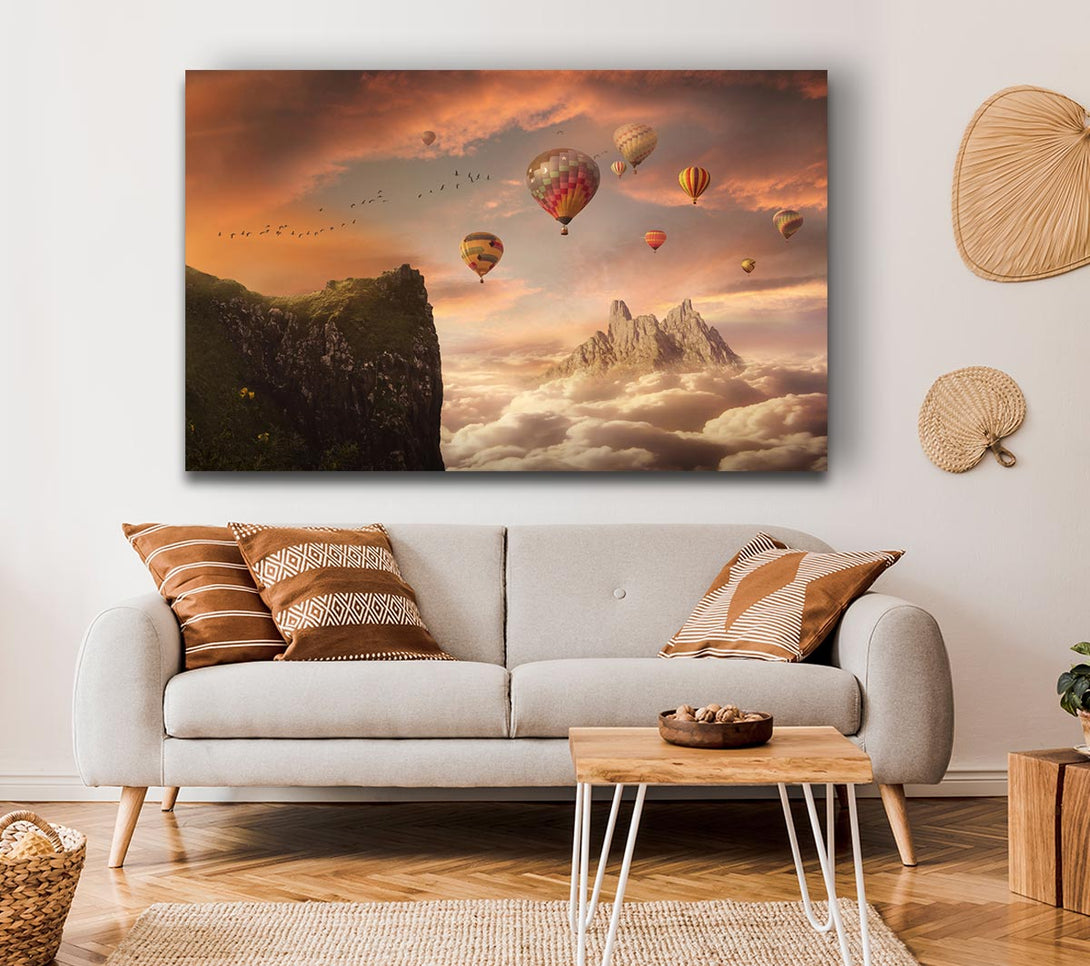 Picture of Hot Air Balloon Valley Canvas Print Wall Art