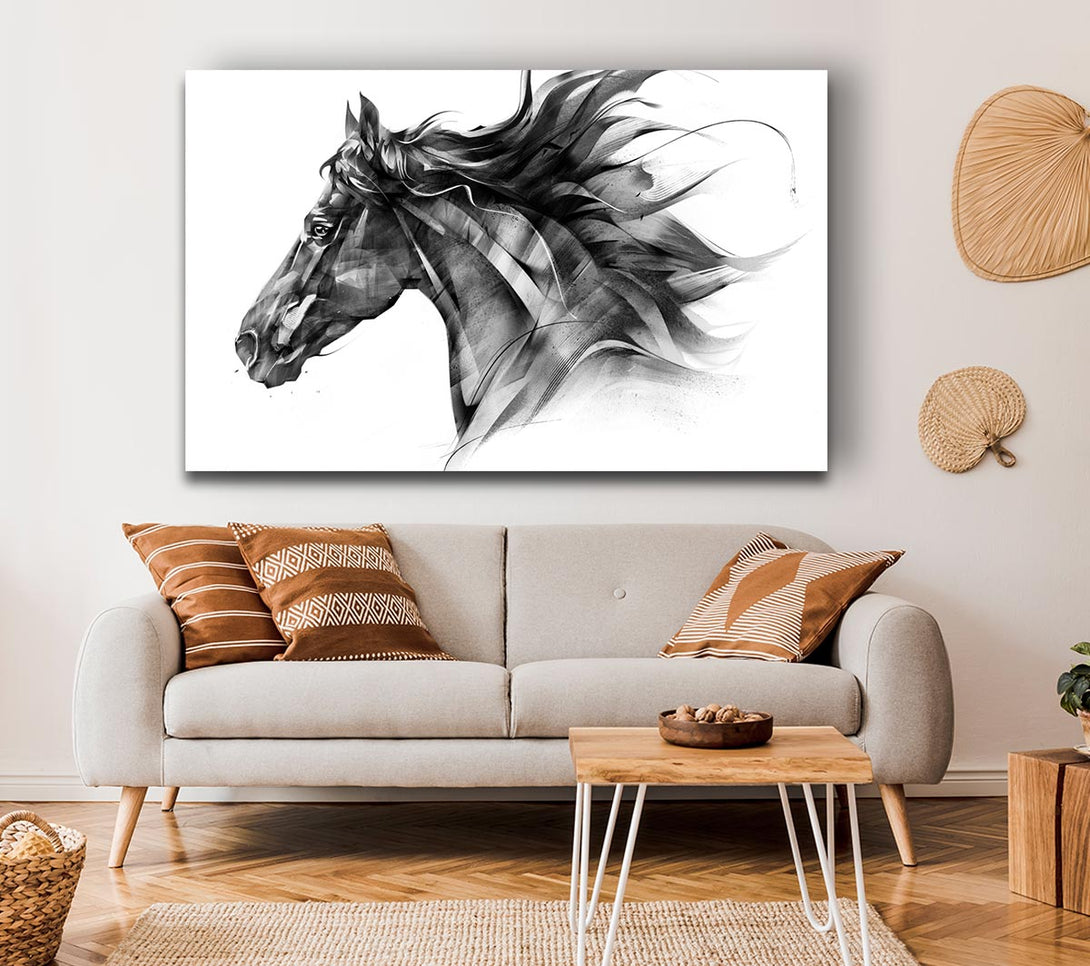 Picture of Horse Galloping Head Canvas Print Wall Art