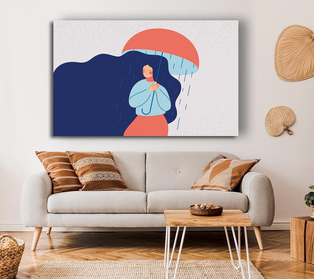 Picture of Raining On The Woman Canvas Print Wall Art