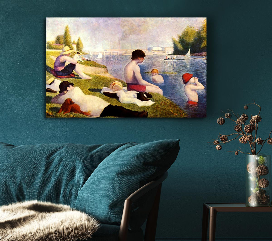 Picture of Seurat A Swimming Pool In Asnie`re Canvas Print Wall Art