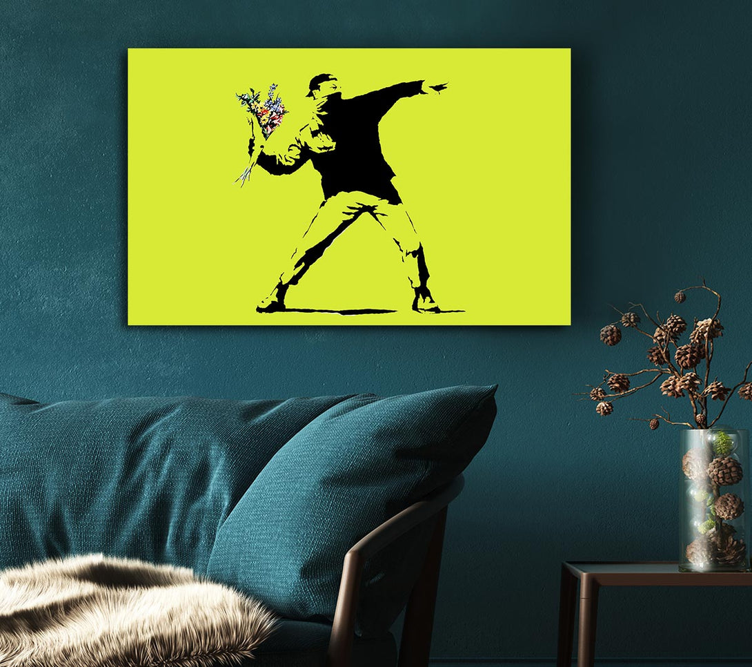 Picture of Flower Thrower Lime Green Canvas Print Wall Art