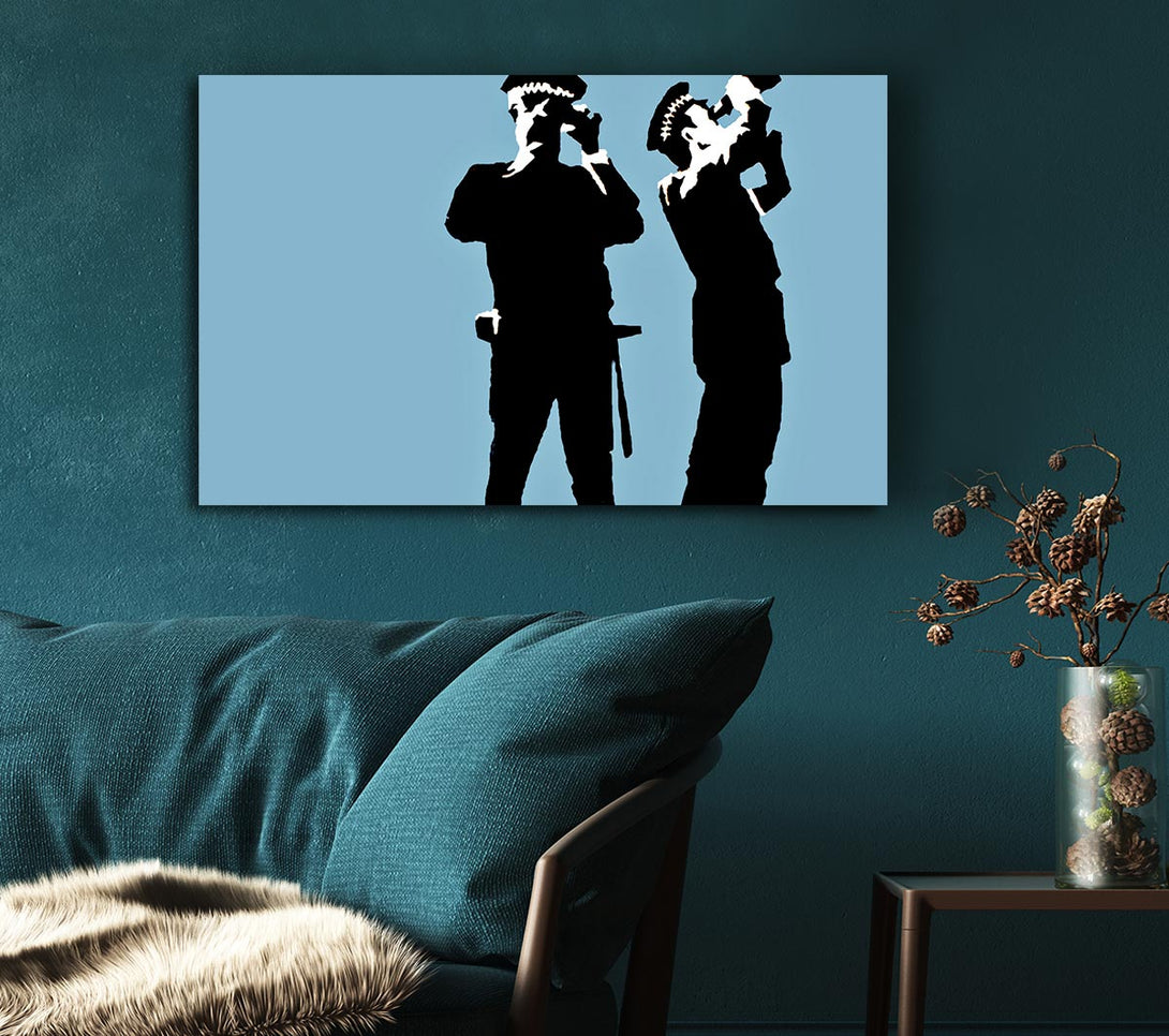 Picture of Searching Constables Blue Canvas Print Wall Art