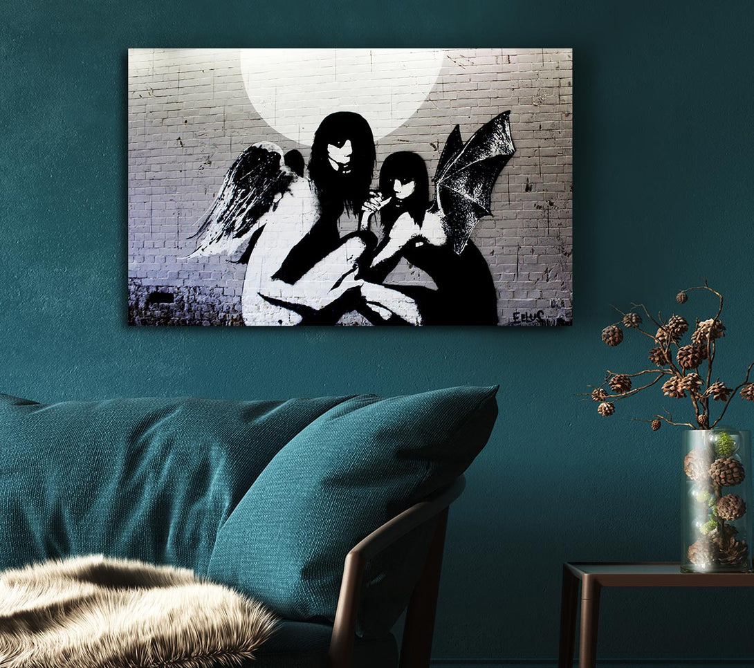 Picture of Angels In Moonlight Canvas Print Wall Art