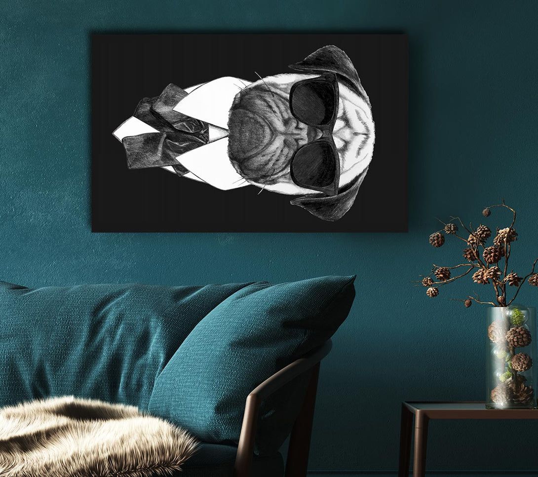 Picture of Mafia Pug Dog Canvas Print Wall Art