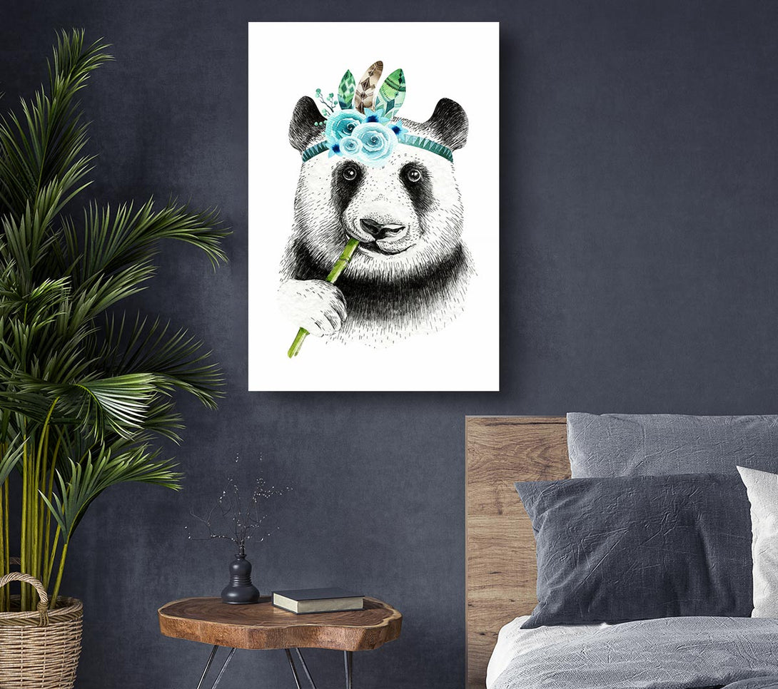 Picture of Panda Bamboo Canvas Print Wall Art