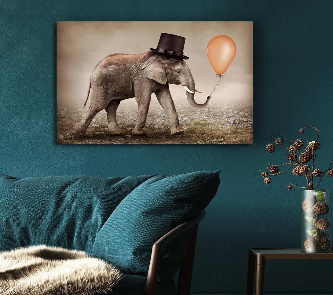 Picture of Top Hat Elephant Canvas Print Wall Art