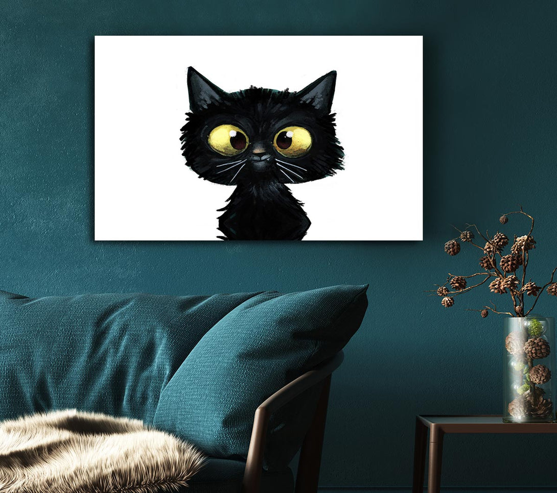 Picture of Funny Black Cat Canvas Print Wall Art