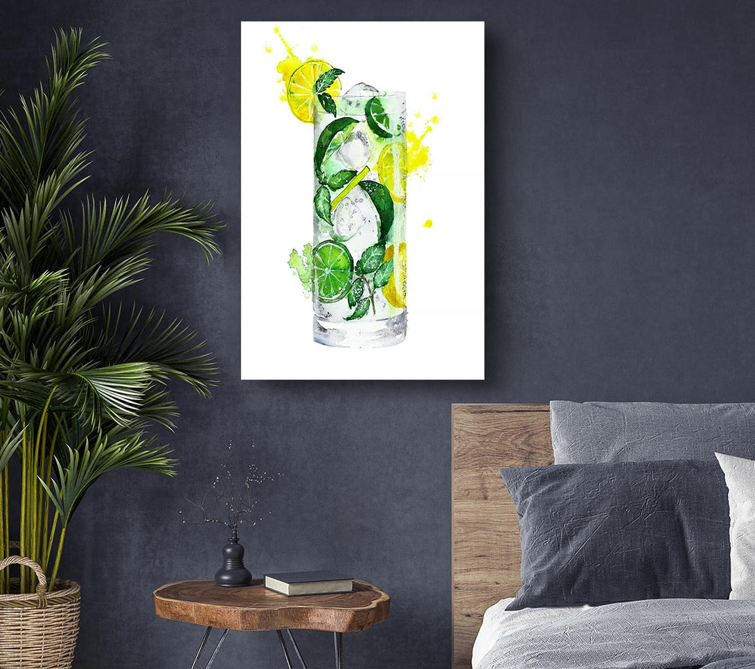 Picture of Tall Glass Of Gin And Tonic Canvas Print Wall Art