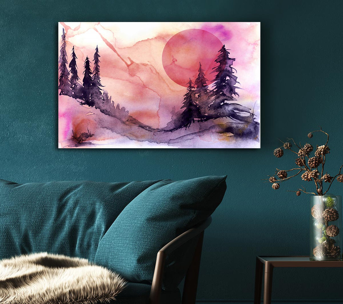 Picture of Pink Winter Sun Canvas Print Wall Art