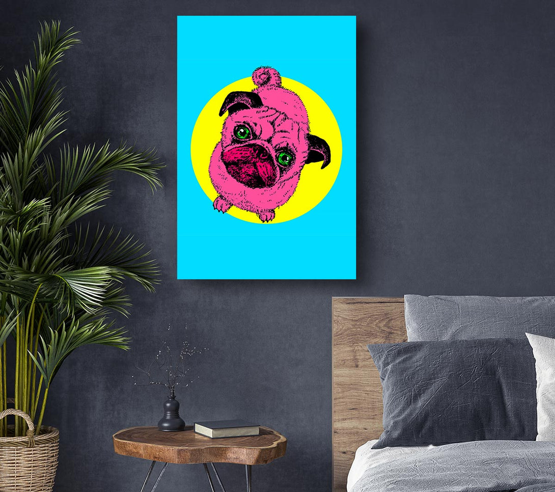 Picture of Pug Dog Pink Canvas Print Wall Art