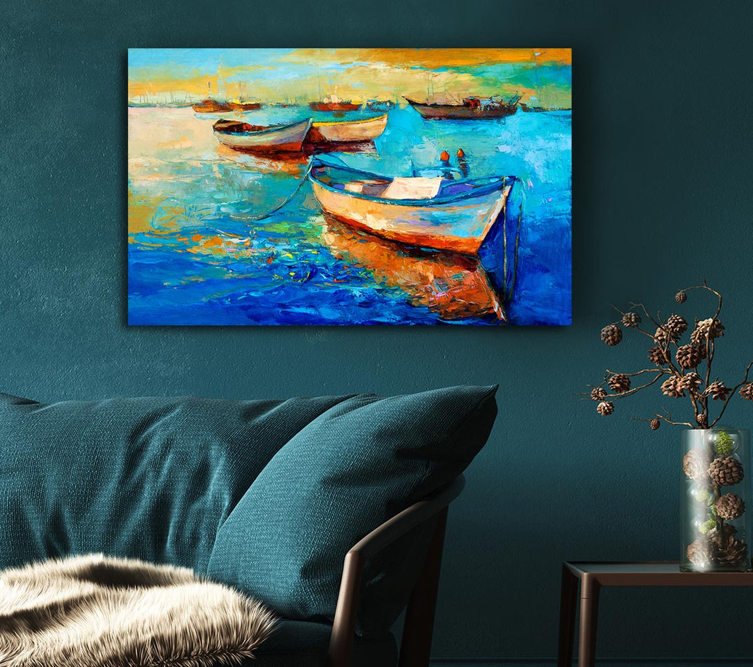 Picture of Sail Boats On The Sunset Waters Canvas Print Wall Art