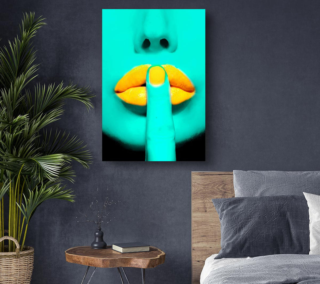 Picture of Sshhh Orange Lips Canvas Print Wall Art