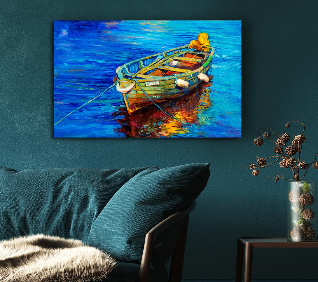 Picture of Rowing Boat Blues Canvas Print Wall Art