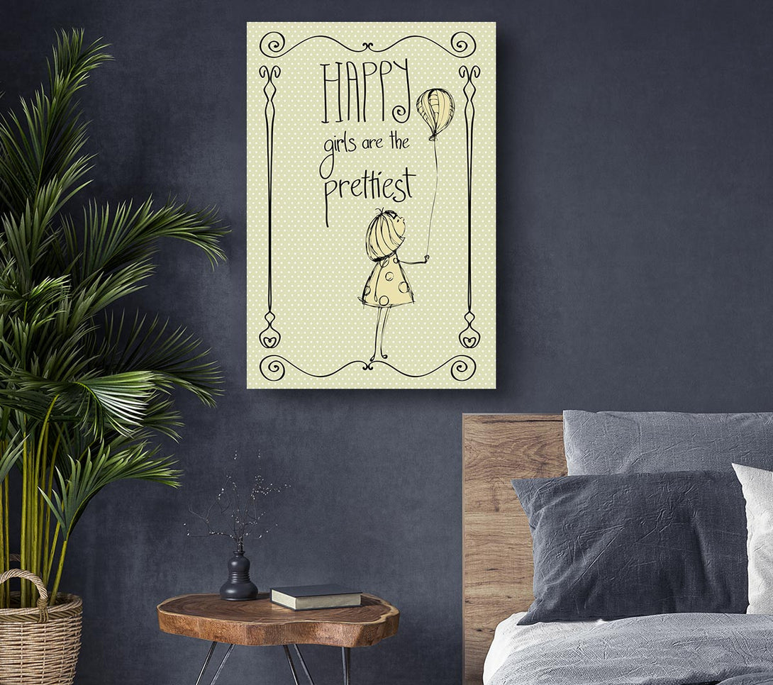 Picture of Happy Girls Are The prettiest Canvas Print Wall Art