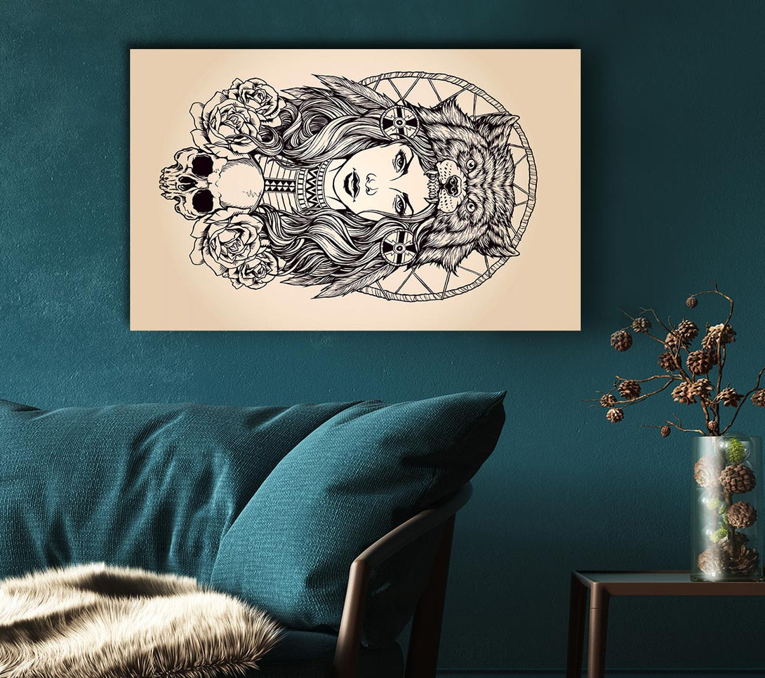 Picture of Indian Bear Woman Canvas Print Wall Art