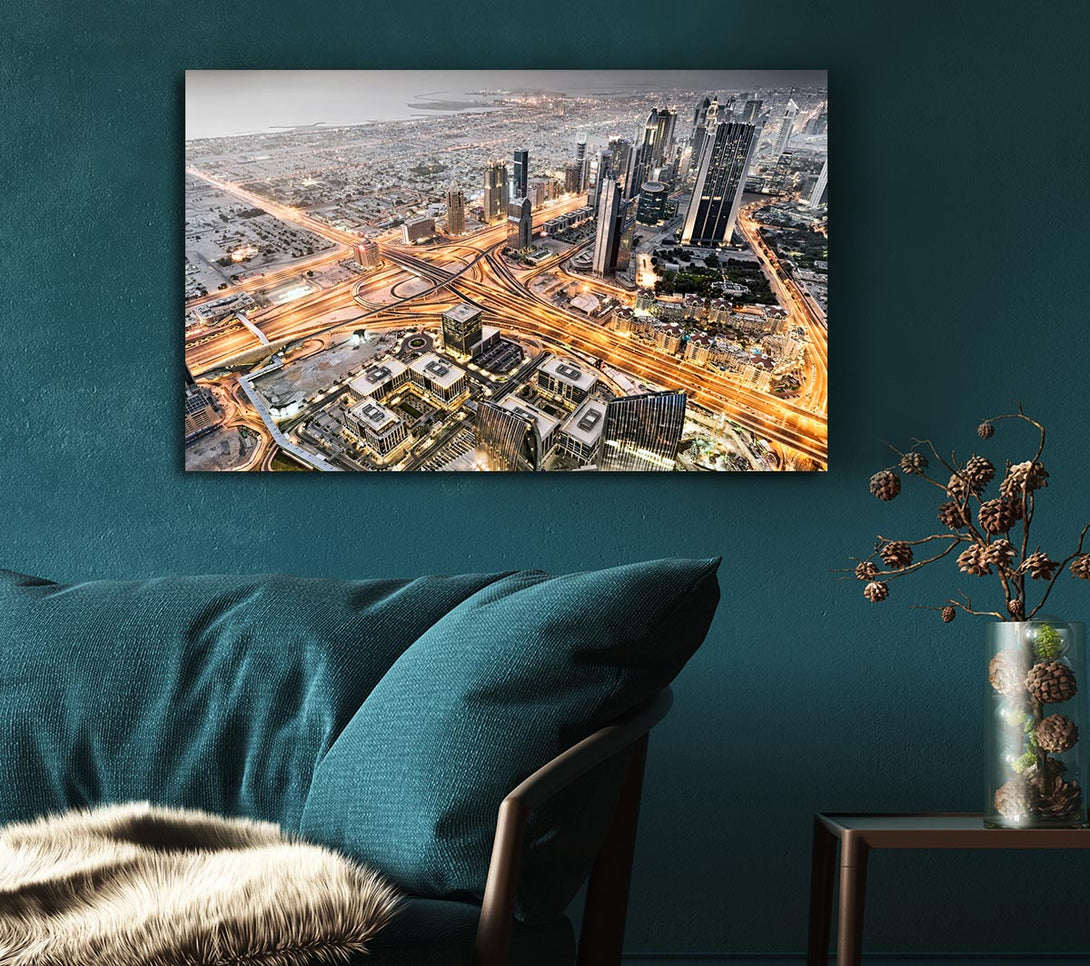 Picture of Golden City Roads Canvas Print Wall Art