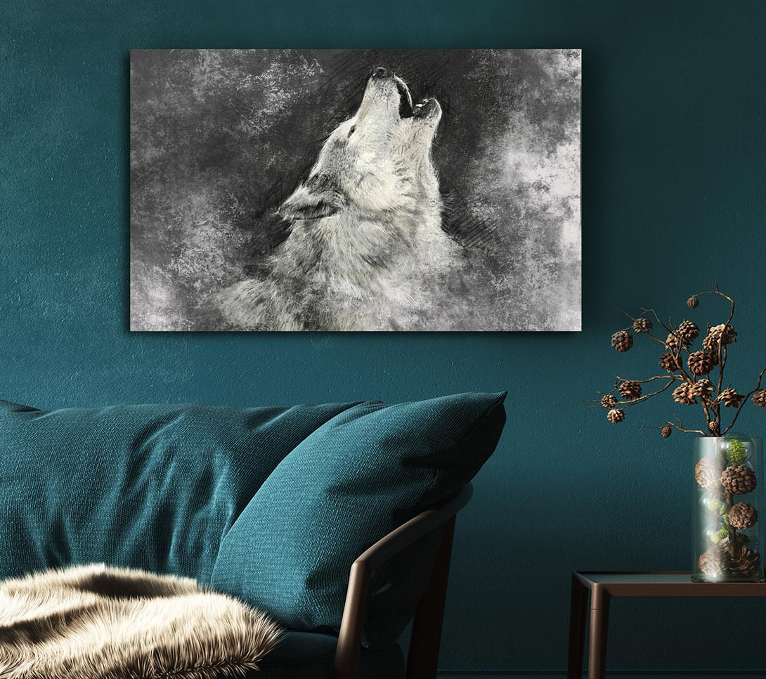 Picture of Howling Wolf Calling His Canvas Print Wall Art