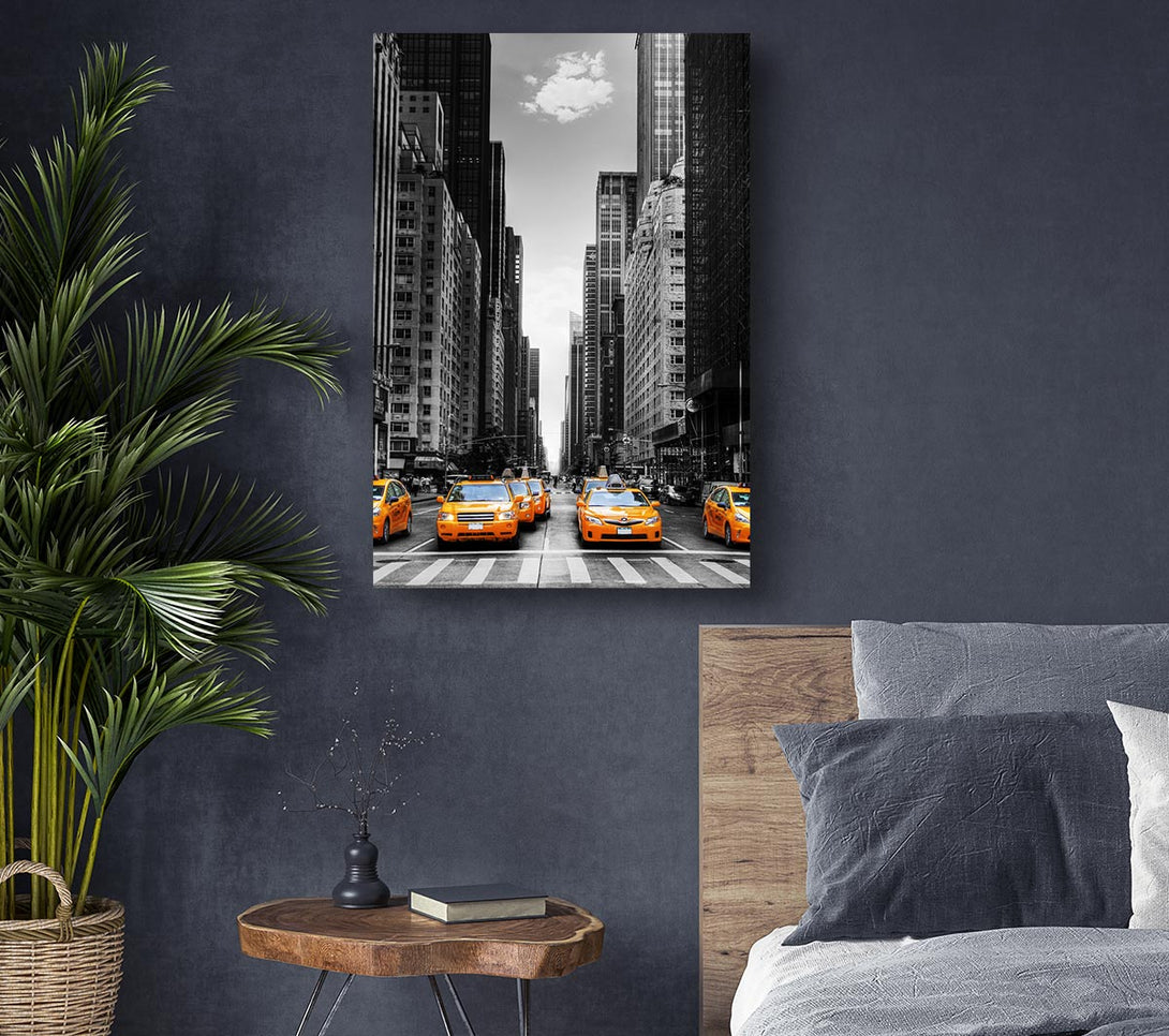 Picture of Yellow Cabs In New York 3 Canvas Print Wall Art