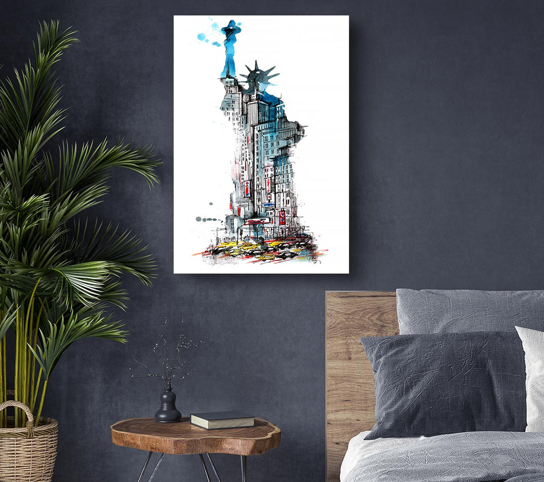 Picture of The Big Apple In The Statue Of Liberty Canvas Print Wall Art