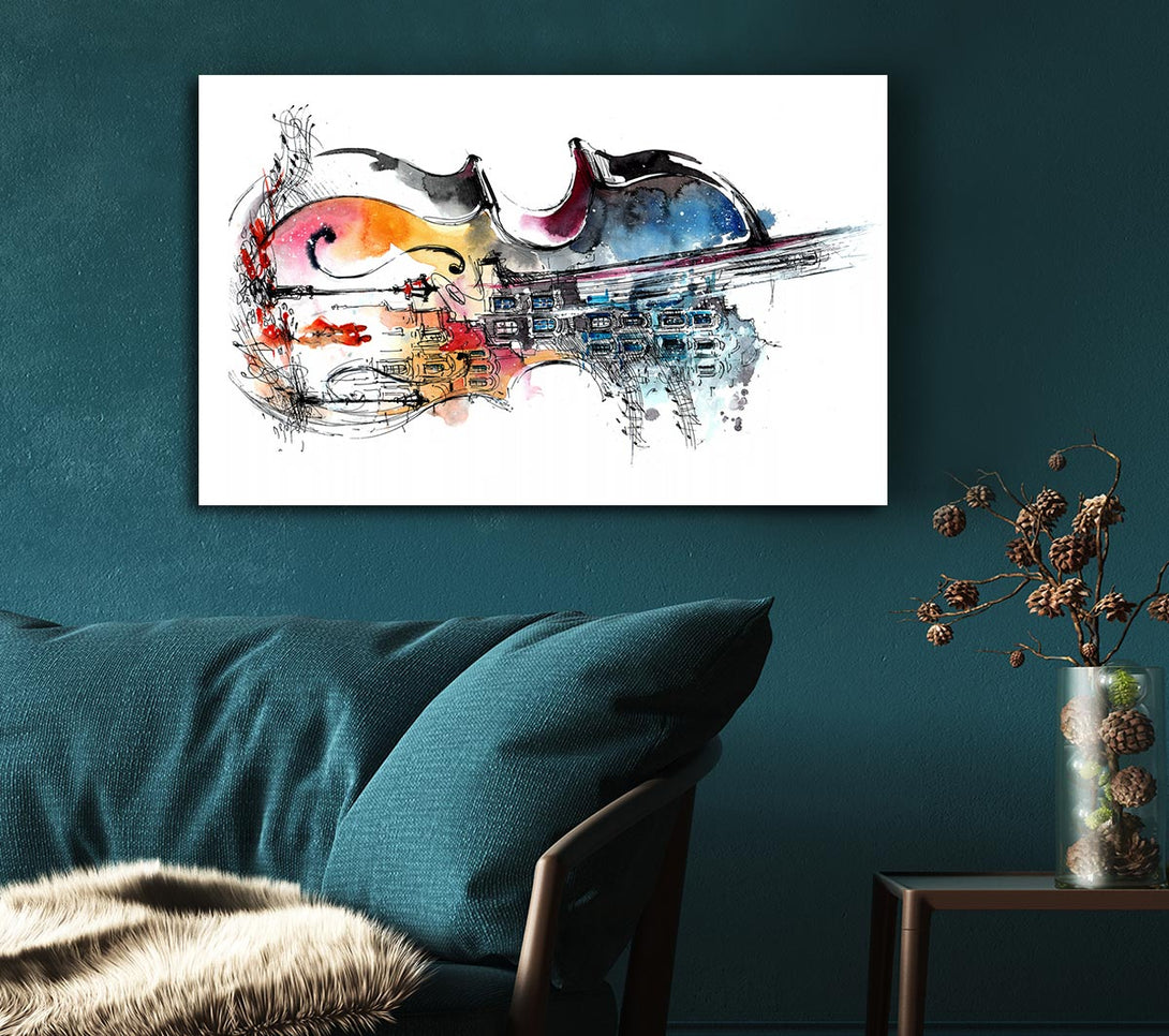 Picture of Double Bass In The Music Canvas Print Wall Art