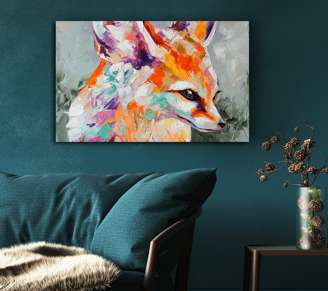 Picture of Vibrant Fox Painting Canvas Print Wall Art