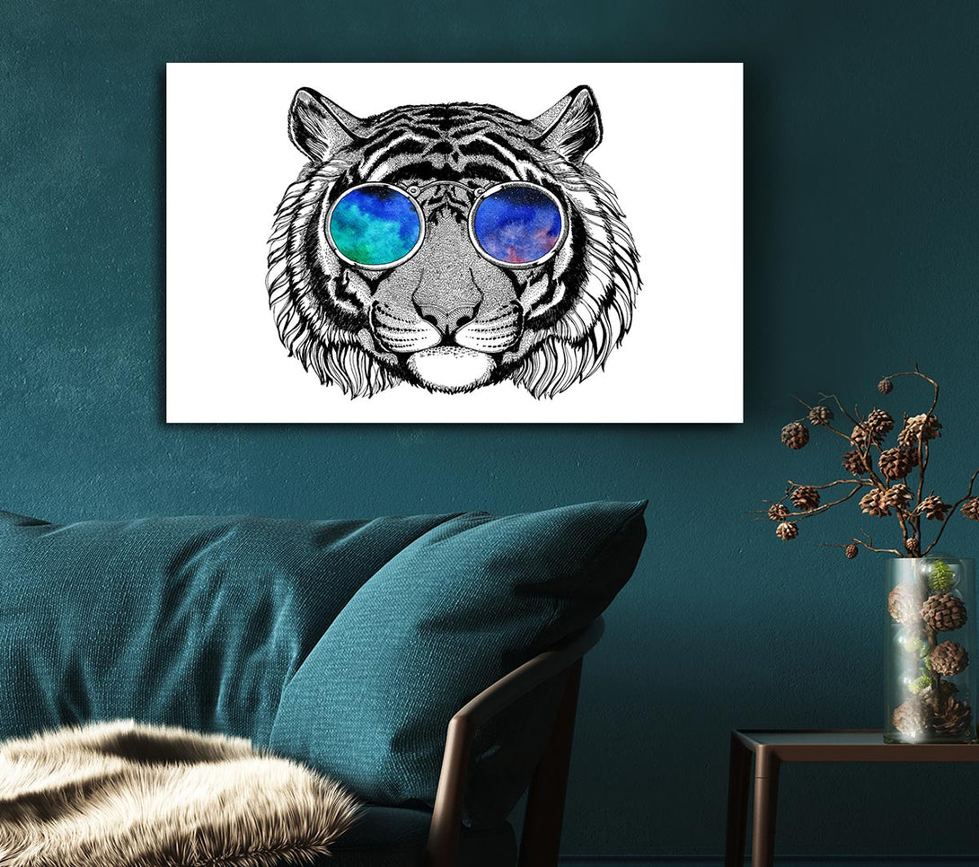 Picture of Glasses On A Tiger Hipster Canvas Print Wall Art