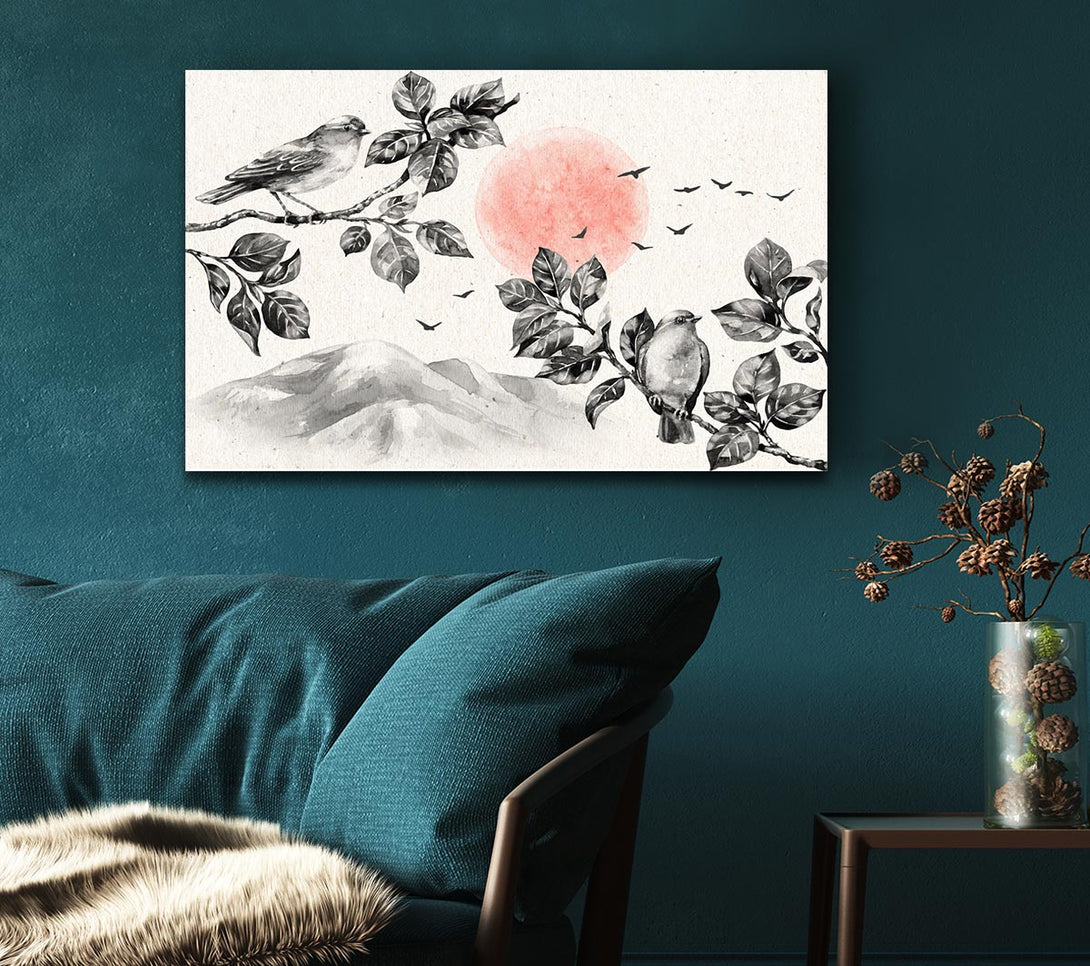 Picture of Branches Over The Japanese Sunet Canvas Print Wall Art