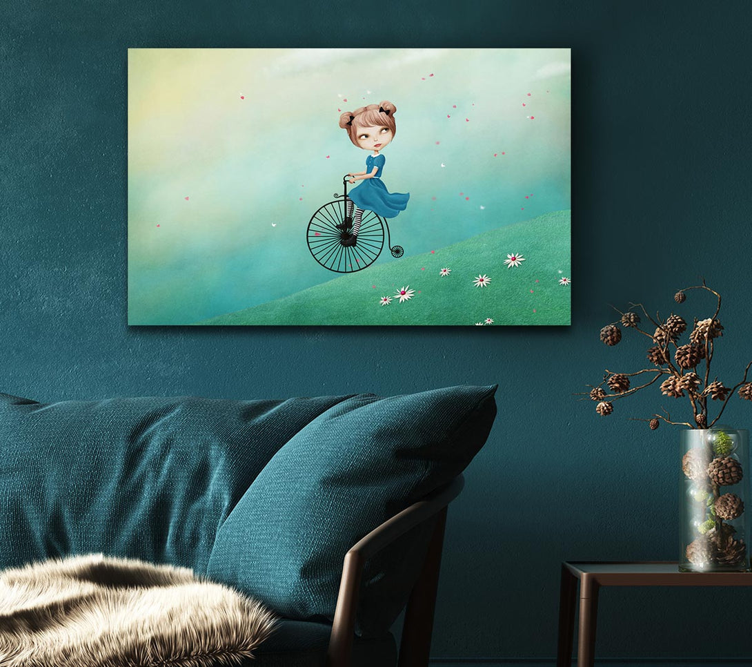 Picture of Alice In Wonderland Penny Farthing Canvas Print Wall Art