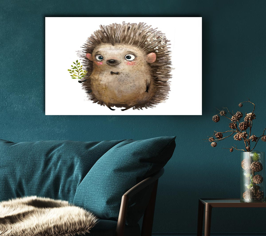 Picture of Hedgehog With Flowers Canvas Print Wall Art