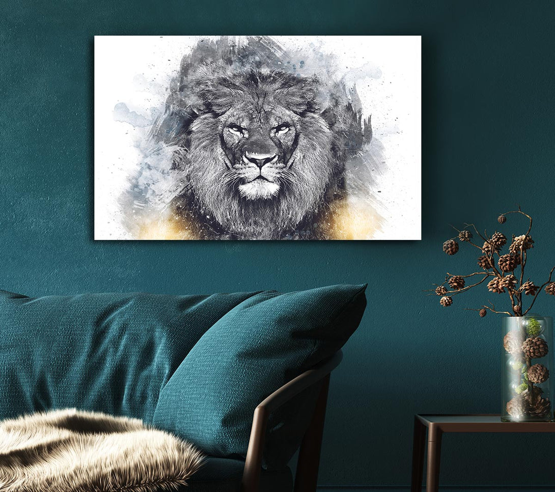 Picture of Lion Distortion Grunge Canvas Print Wall Art