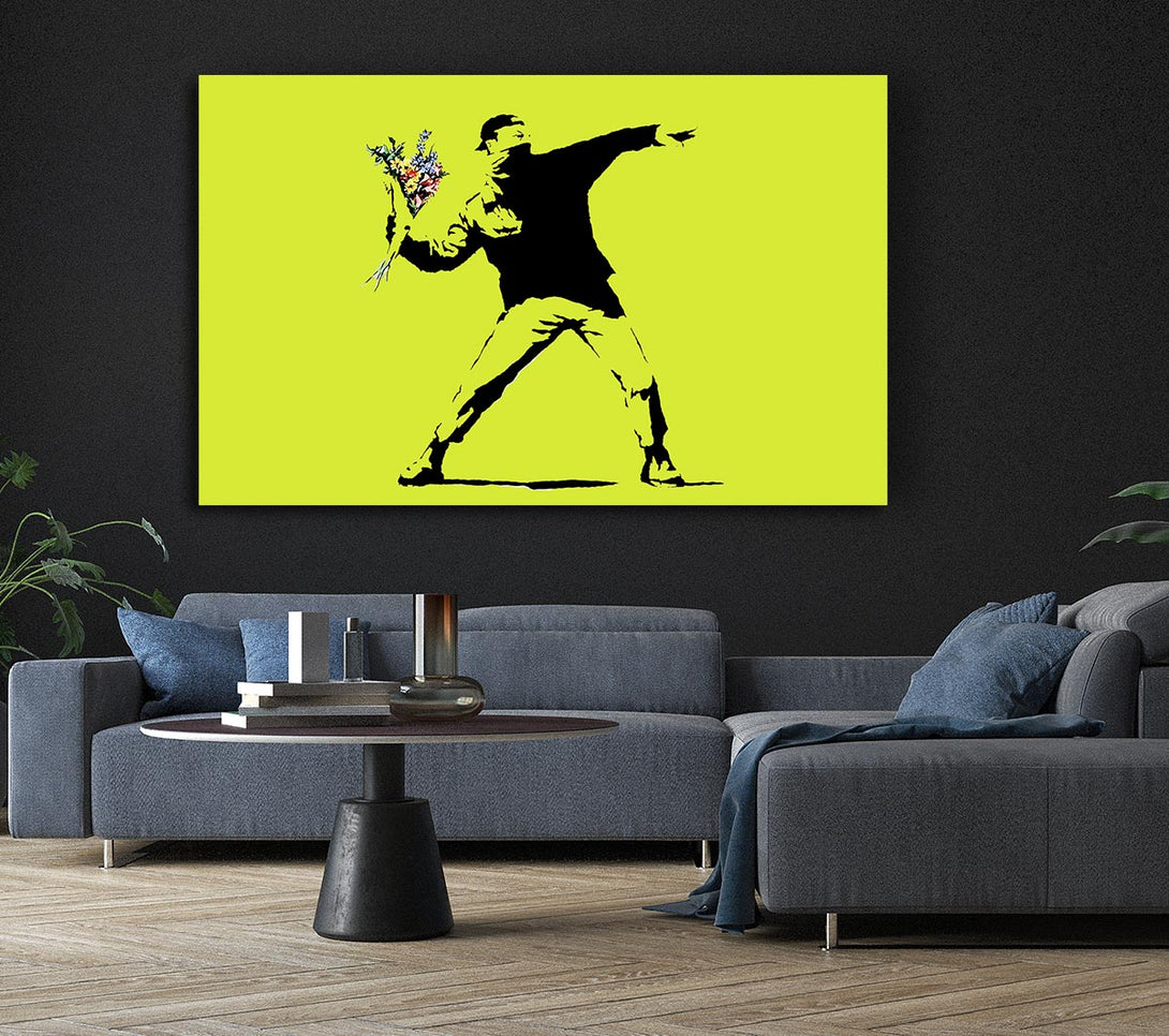 Picture of Flower Thrower Lime Green Canvas Print Wall Art