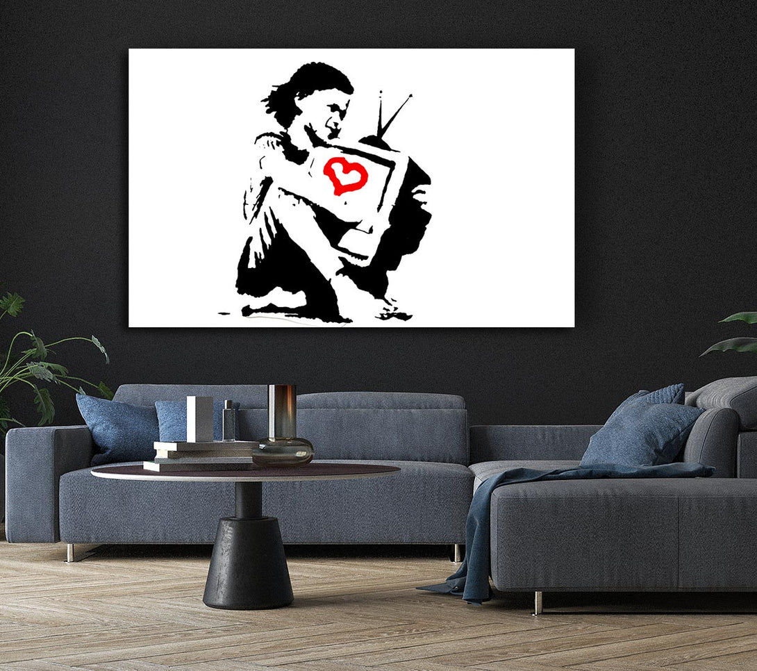 Picture of I Love Tv White Canvas Print Wall Art