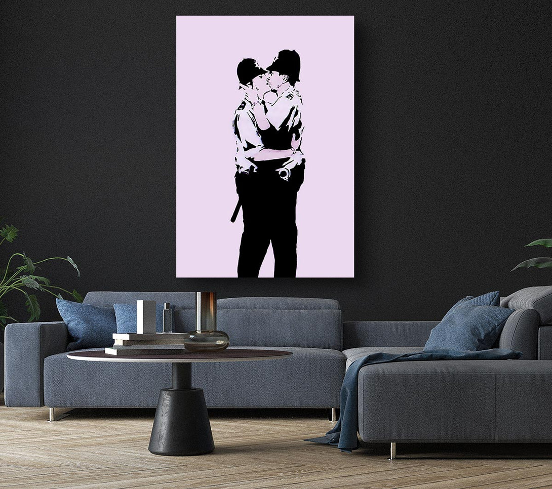 Picture of Kissing Coppers Pink Canvas Print Wall Art