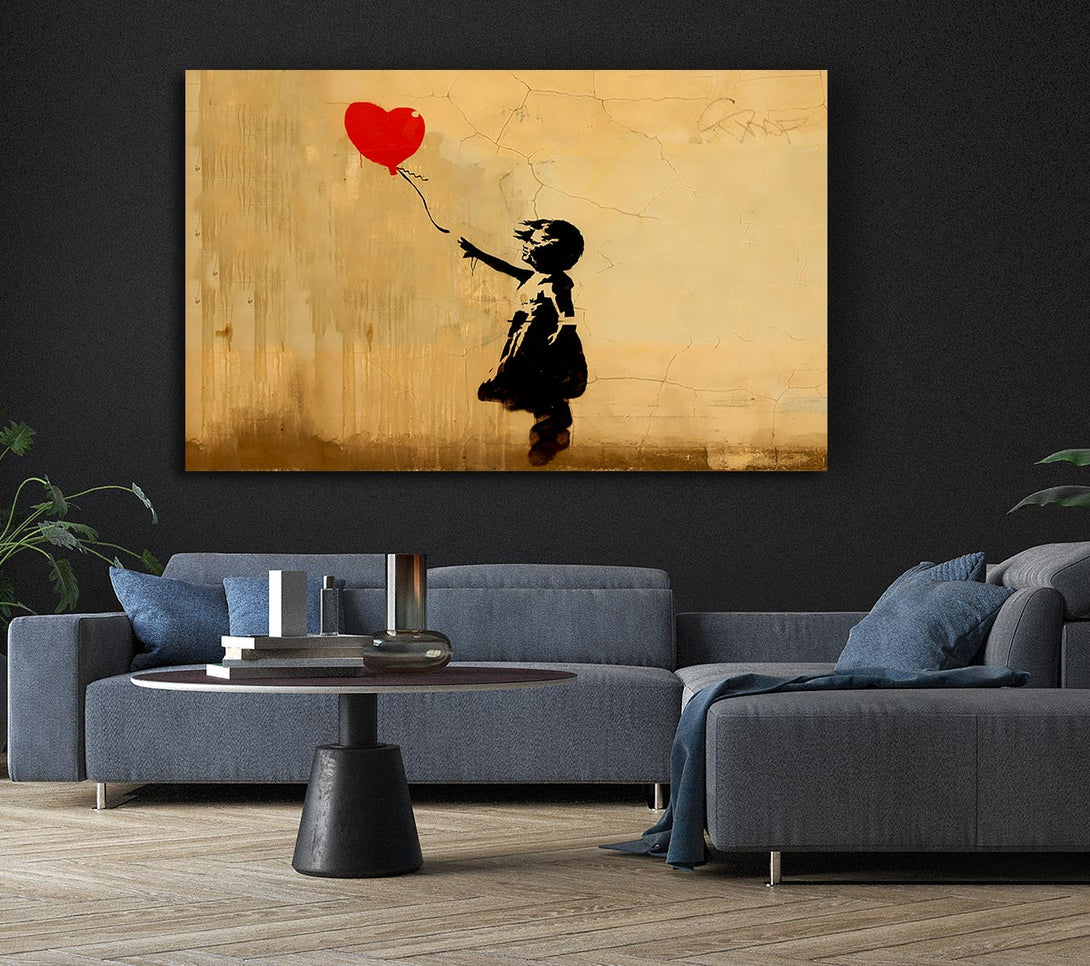 Picture of Love Heart Balloon Left Canvas Print Wall Art