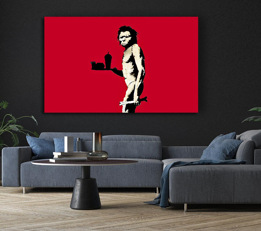 Picture of Mcdonalds Caveman Red Canvas Print Wall Art