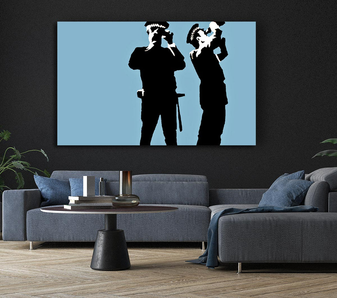 Picture of Searching Constables Blue Canvas Print Wall Art