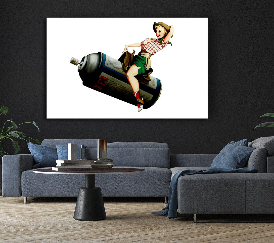 Picture of Spray Can Cowgirl Canvas Print Wall Art