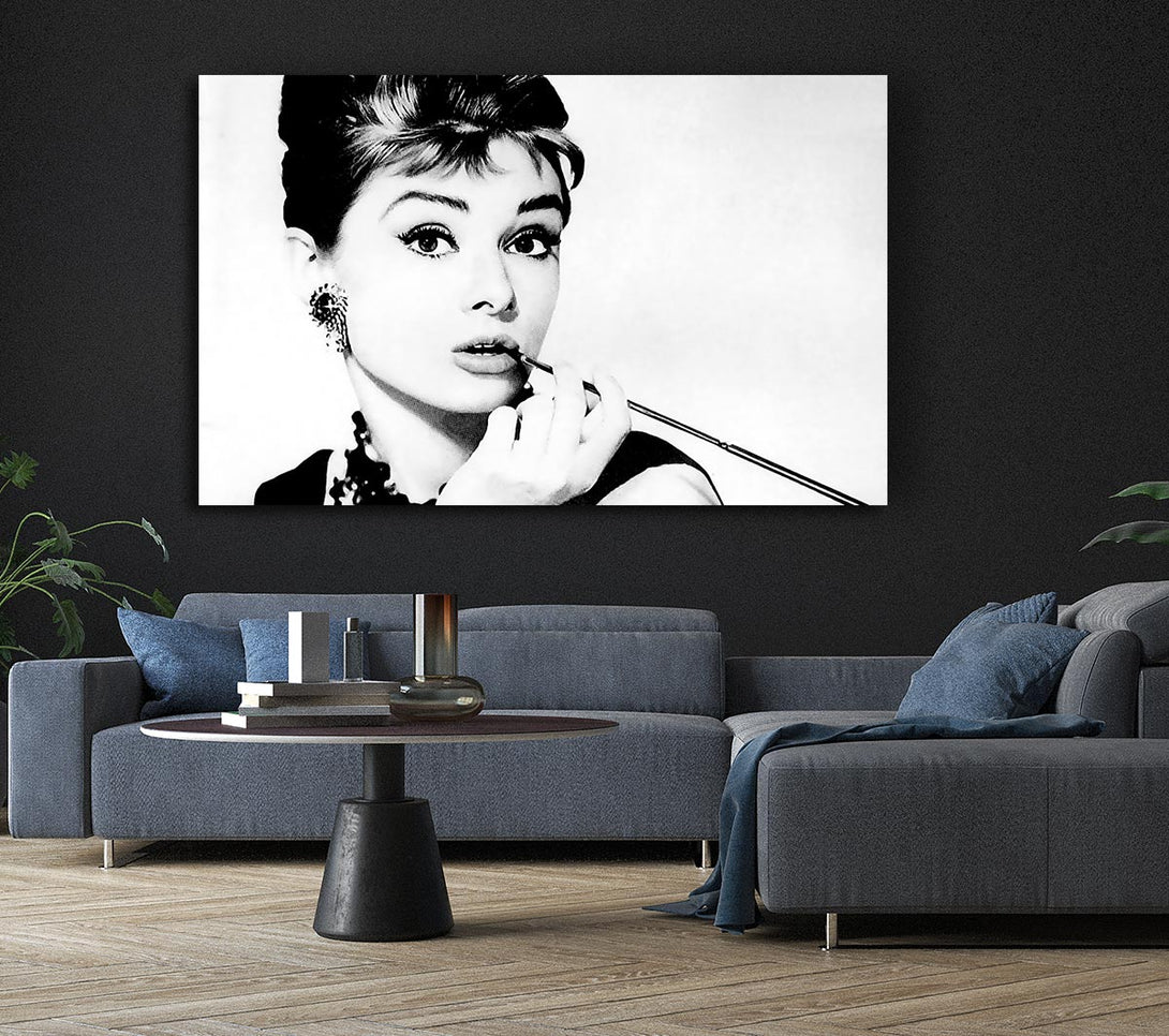 Picture of Audrey Hepburn Cigarette 1 Canvas Print Wall Art